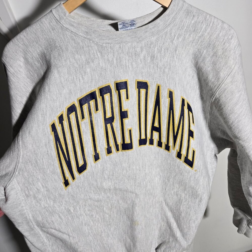 Vintage ND Champion Notre Dame Grey Crewneck Sweatshirt Large